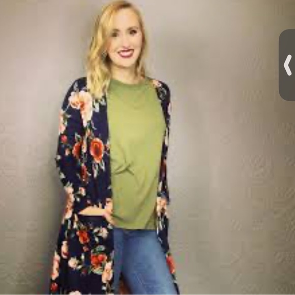 Dark Floral Navy Blue Pink Red Kimono Waterfall Cardigan, Oversized Small S - Picture 2 of 5